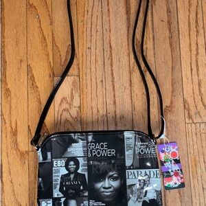 Michelle Obama Magazine Cover Print Slim Crossbody Bag